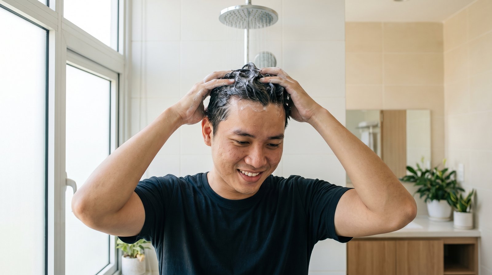 Nam giới gội đầu và chọn dầu gội không chứa sulfate phù hợp da đầu