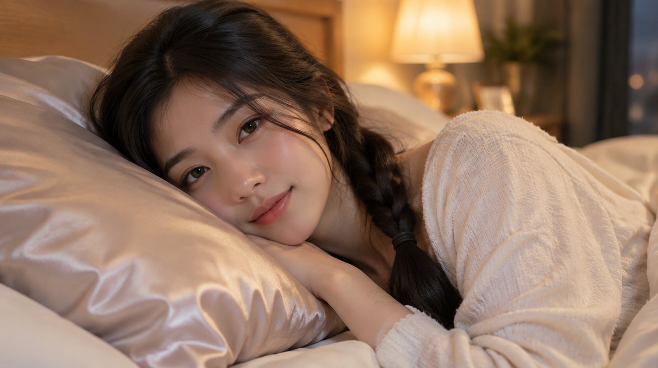 Buộc tóc tết lỏng và nằm gối lụa để bảo vệ tóc khi ngủ