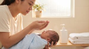 Gội đầu cho trẻ sơ sinh bằng gì?
